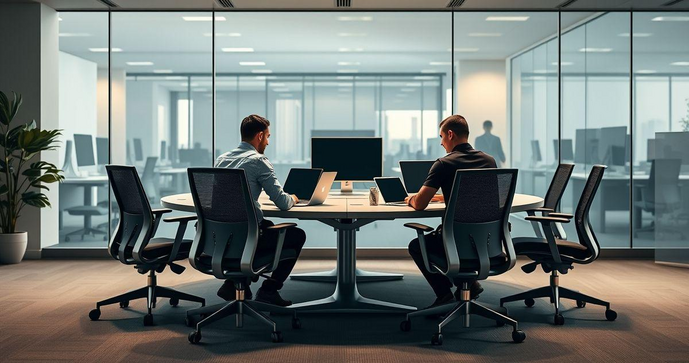 Estação de Trabalho 3 Lugares Ideal para Ambientes Colaborativos e Confortáveis Estação de Trabalho 3 Lugares Ideal para Ambientes Colaborativos e Confortáveis
