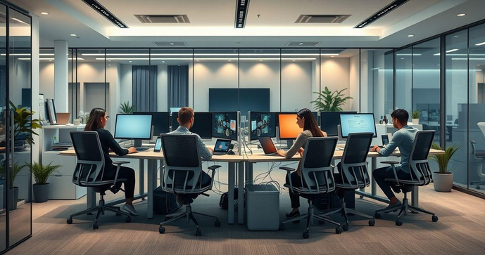 Estação de trabalho 4 lugares para ambientes colaborativos e produtivos